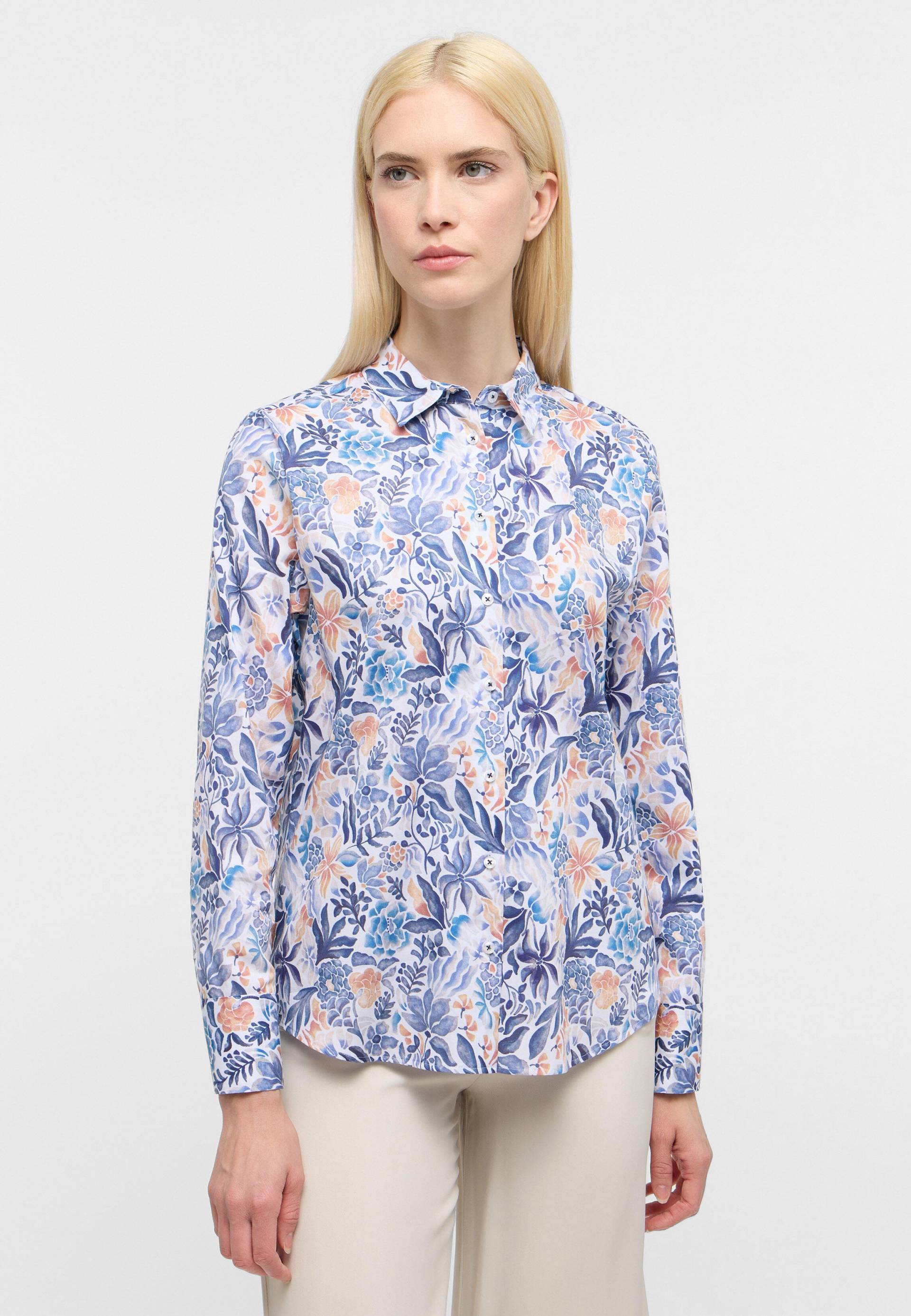 ETERNA - Bluse Satingewebe Langarm blau von ETERNA