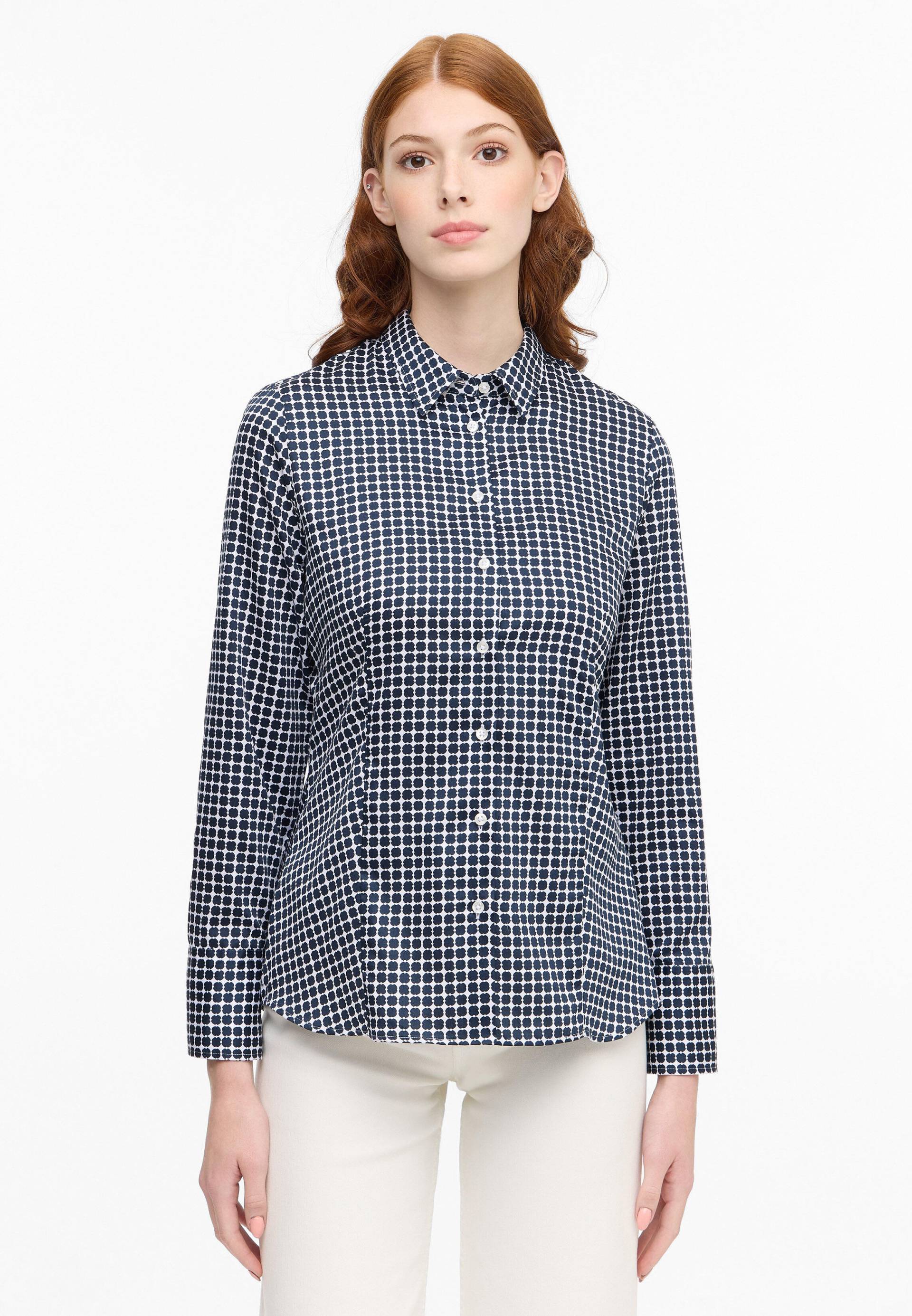 ETERNA - Bluse Satingewebe Langarm navy von ETERNA