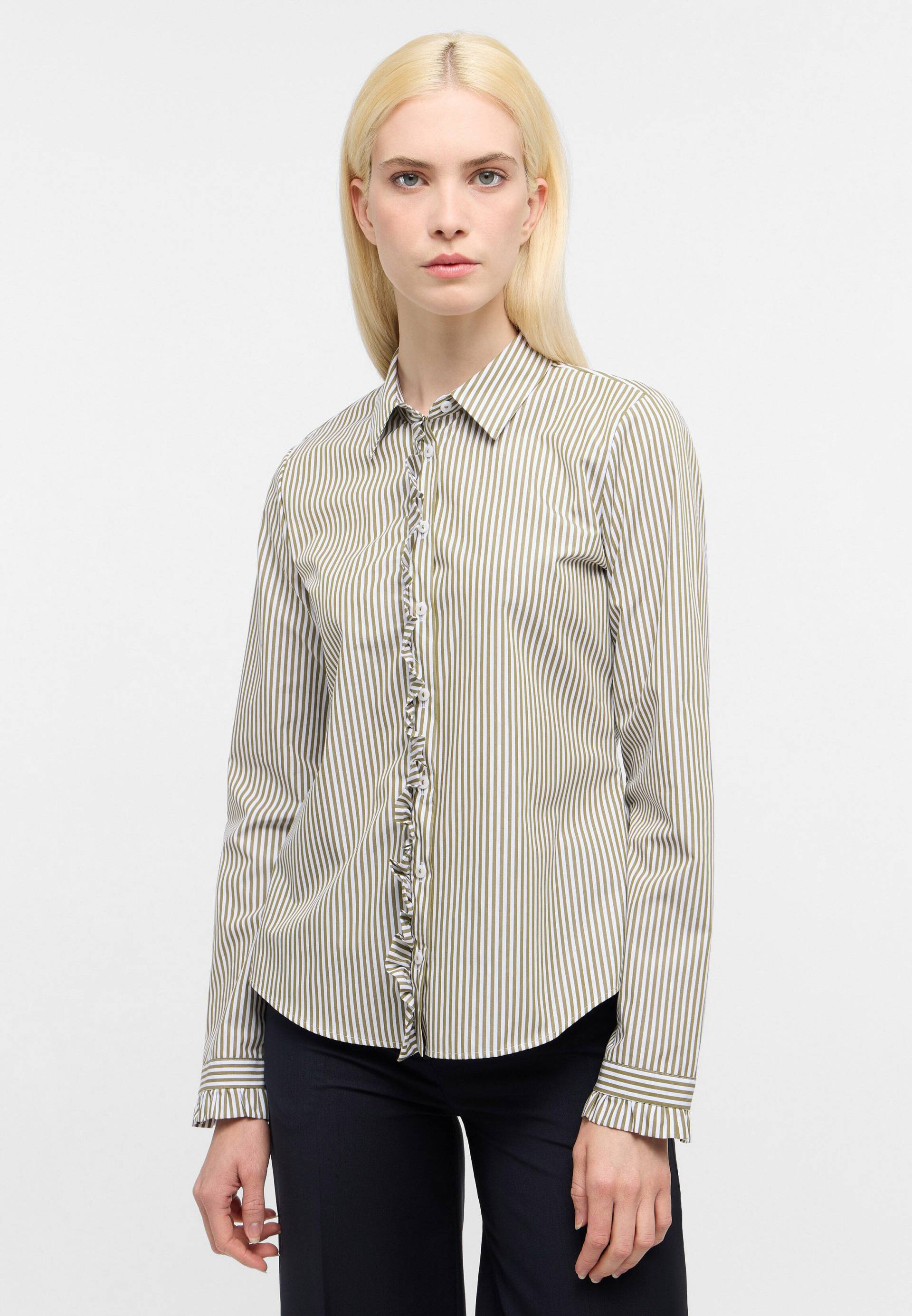 ETERNA - Bluse Satingewebe Langarm olive von ETERNA