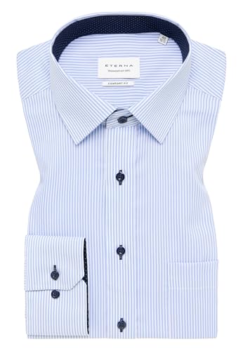 ETERNA Comfort Fit Hemd Business (DE/NL/SE/PL, Kragenweite, 43, Regular, Regular, hellblau Streifen) von ETERNA