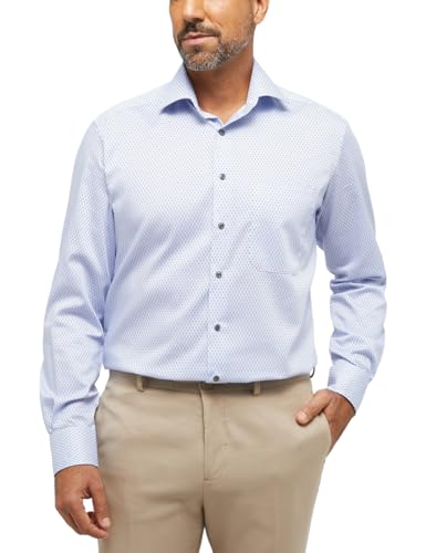 ETERNA Comfort Fit Hemd Langarm New Kent Kragen Muster blau Größe 43 von ETERNA