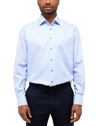 ETERNA Comfort Fit Hemd Langarm New Kent Kragen Struktur hellblau Größe 40 von ETERNA