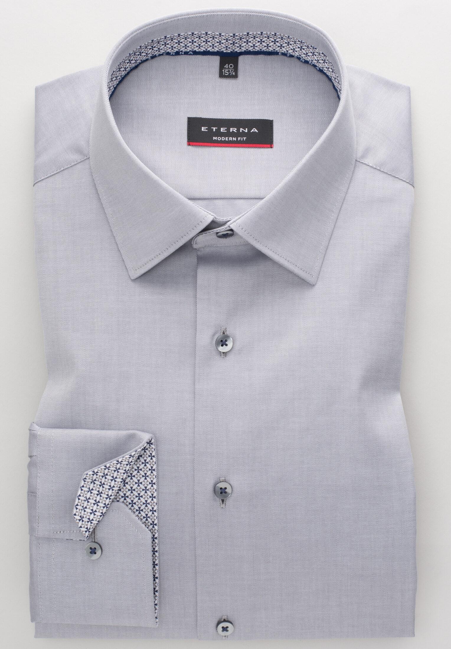 ETERNA - Cover Shirt Twill Langarm grau von ETERNA