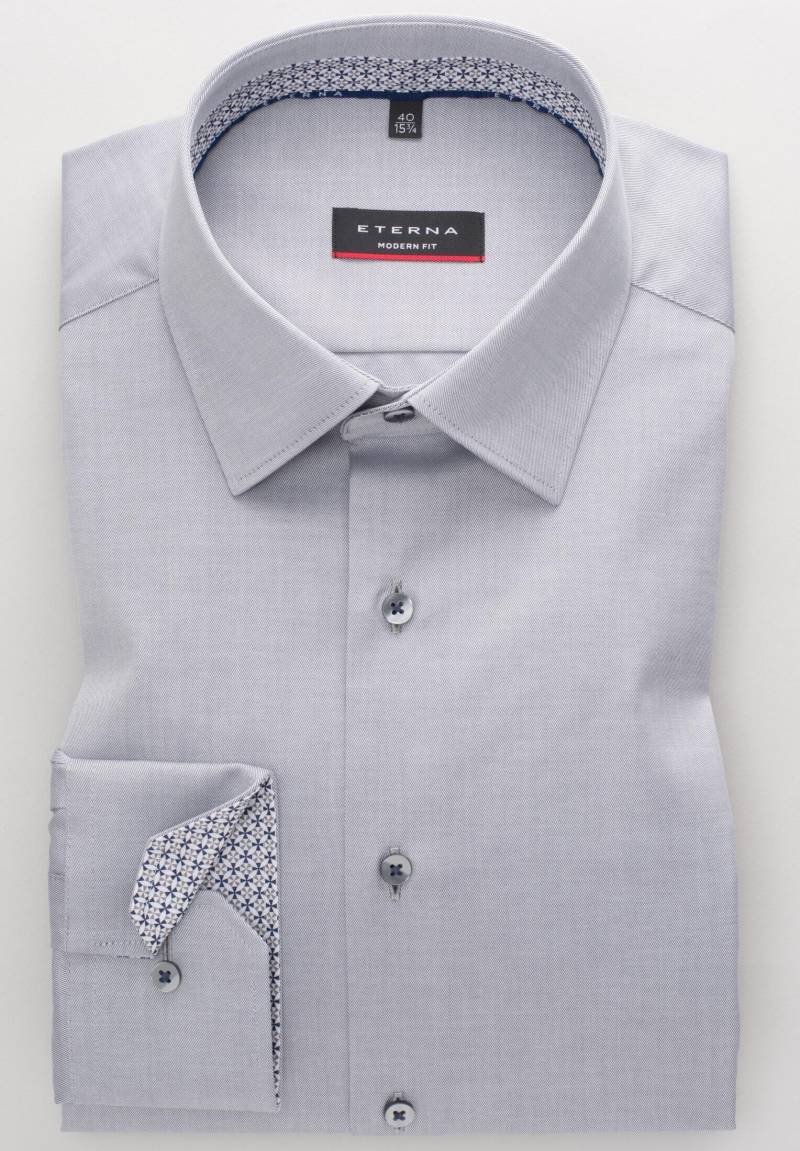 ETERNA - Cover Shirt Twill Langarm grau von ETERNA