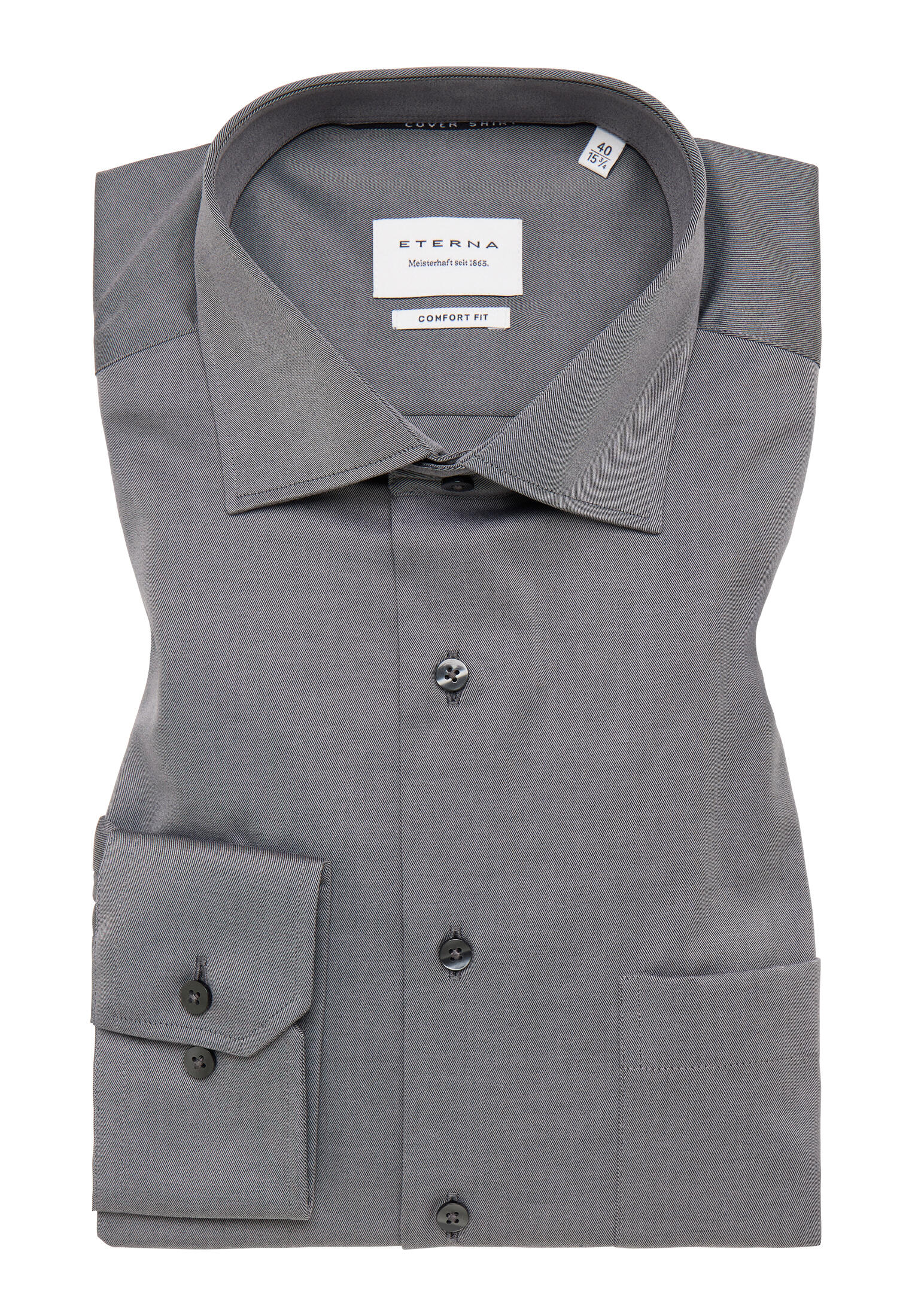 ETERNA - Cover Shirt Twill Langarm grau von ETERNA