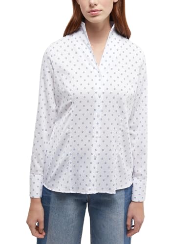 ETERNA Damen Baumwollbluse Regular FIT 1/1 weiß/hellblau 46_D_1/1 von ETERNA