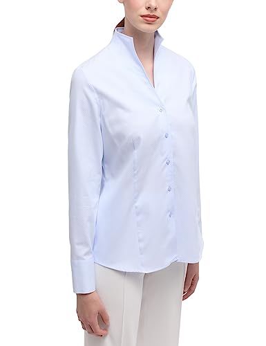 ETERNA Regular Fit Bluse Langarm Kelchkragen Punkte blau Größe 48 von ETERNA