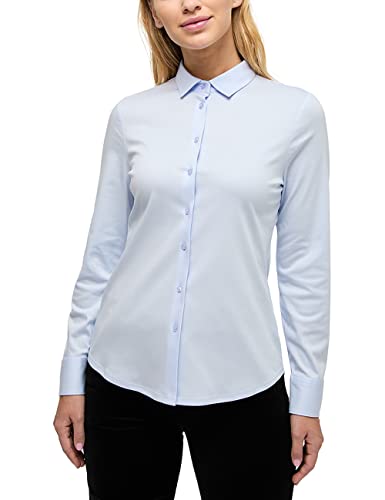 ETERNA Fitted Bluse Langarm Hemdkragen Reine Baumwolle Jersey hellblau Größe 40 von ETERNA