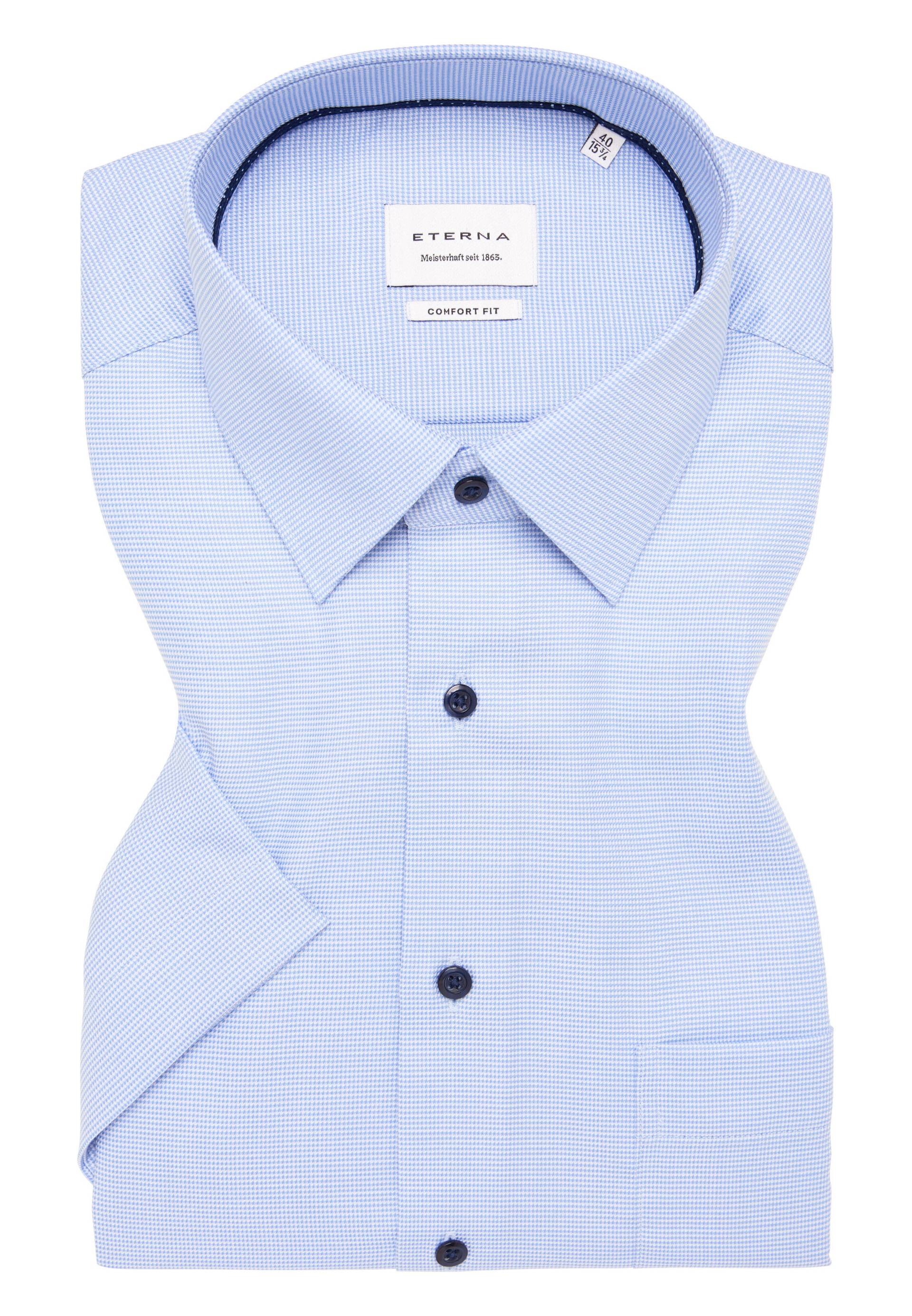 ETERNA - Hemd Hahnentritt Kurzarm hellblau von ETERNA