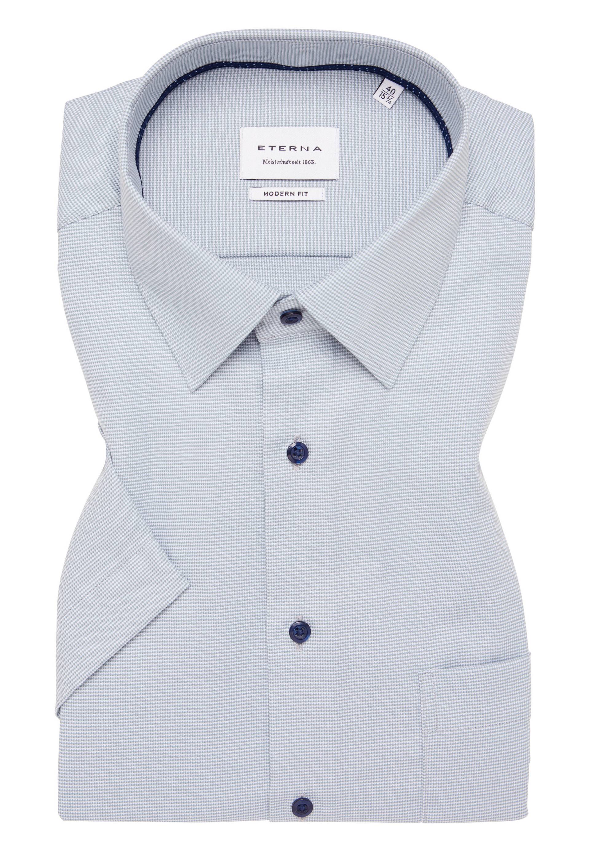 ETERNA - Hemd Hahnentritt Kurzarm pastellgrün - Gr. - 46 von ETERNA
