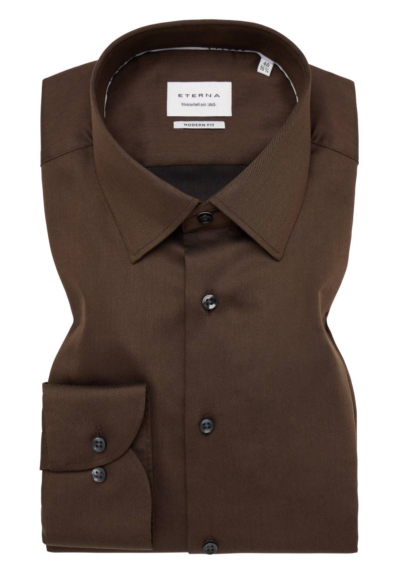 ETERNA - Hemd Satingewebe Langarm dunkelbraun von ETERNA