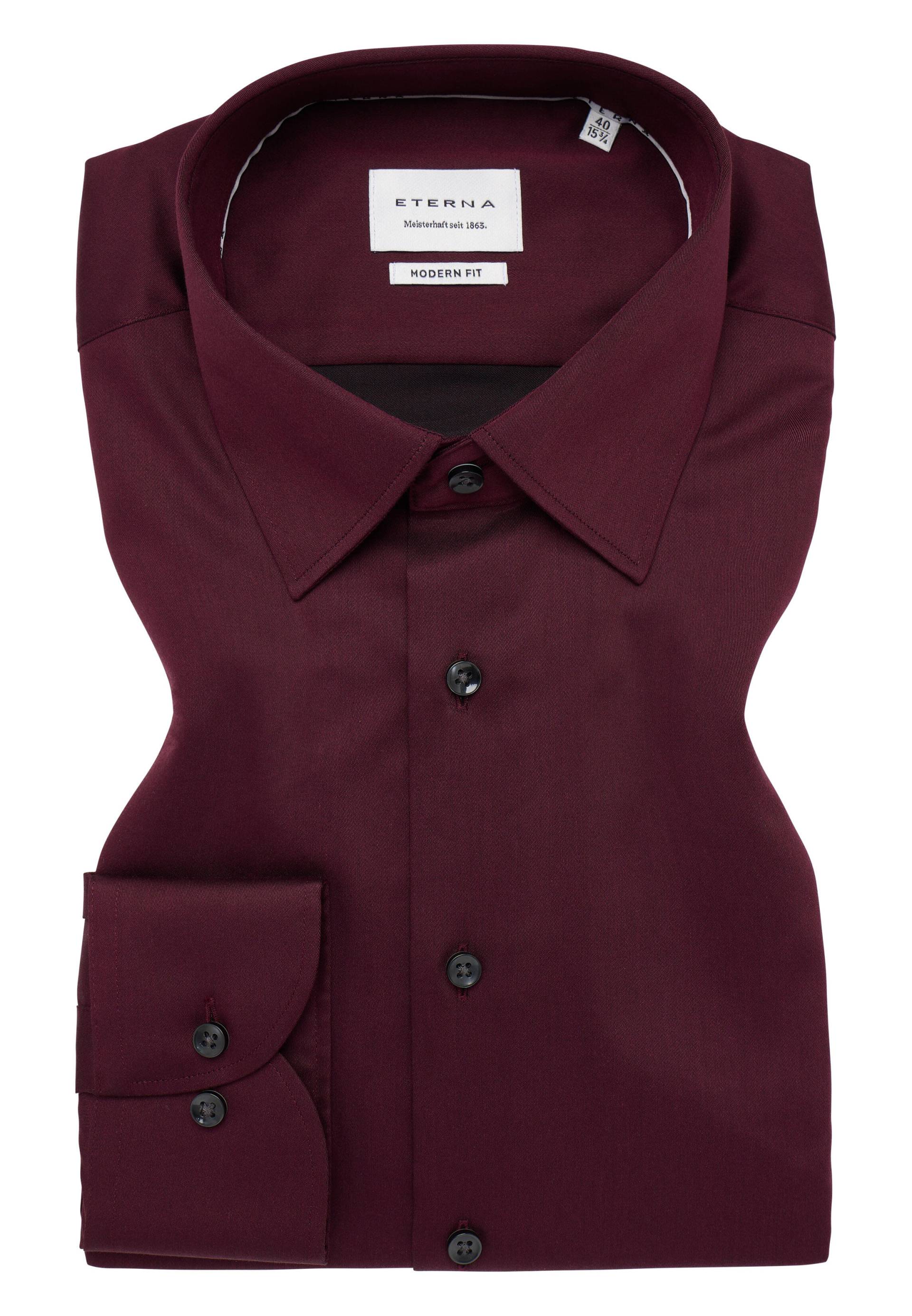 ETERNA - Hemd Satingewebe Langarm plum von ETERNA