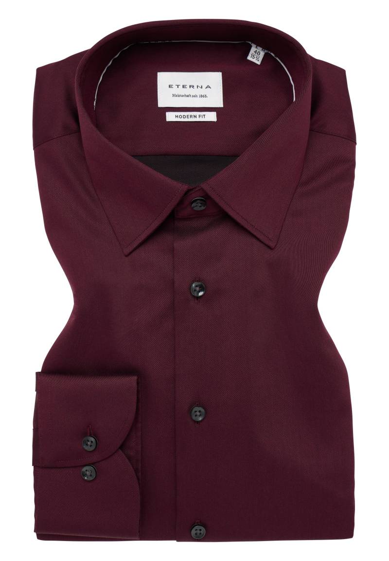 ETERNA - Hemd Satingewebe Langarm plum von ETERNA