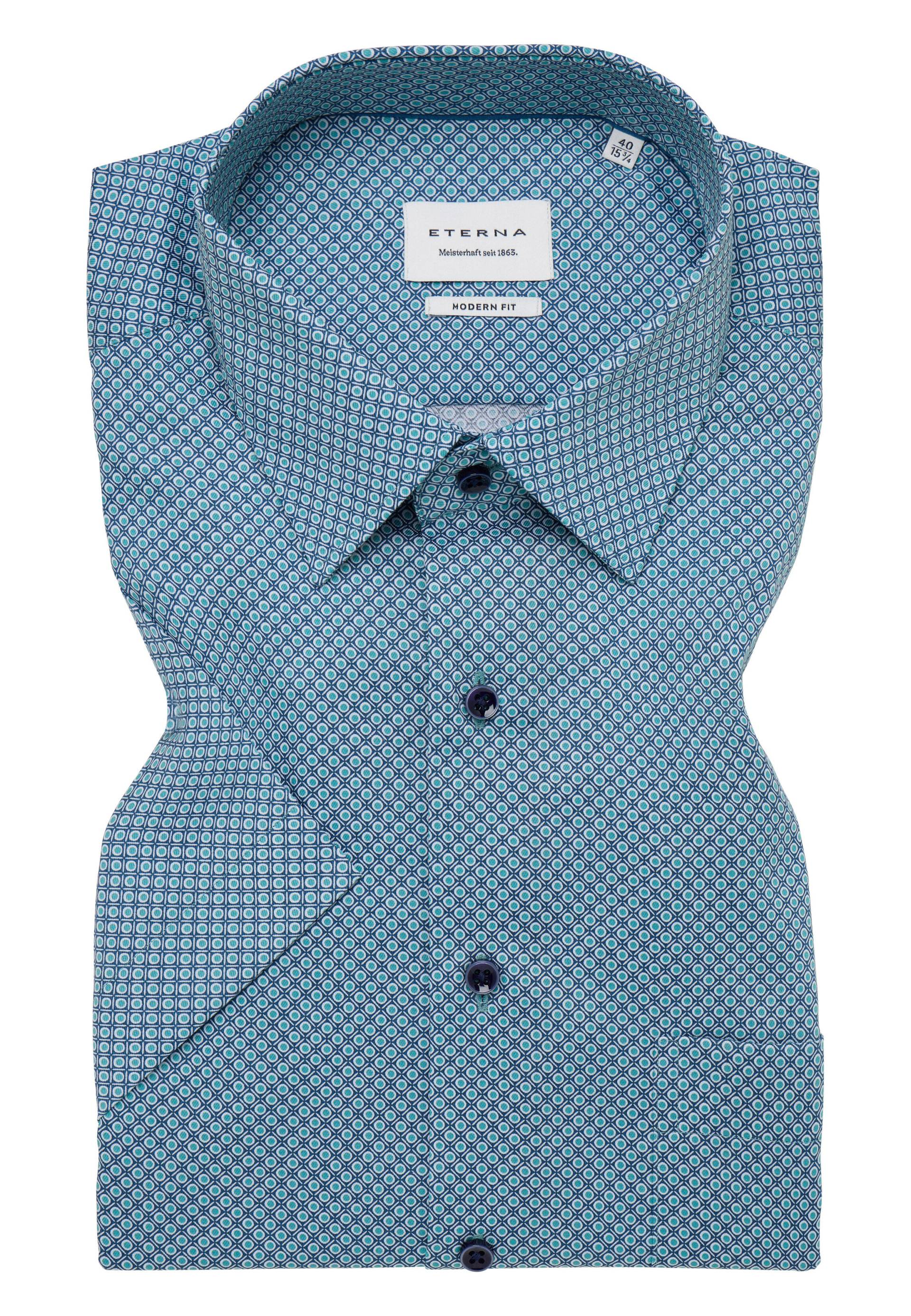 ETERNA - Hemd Twill Kurzarm türkis von ETERNA