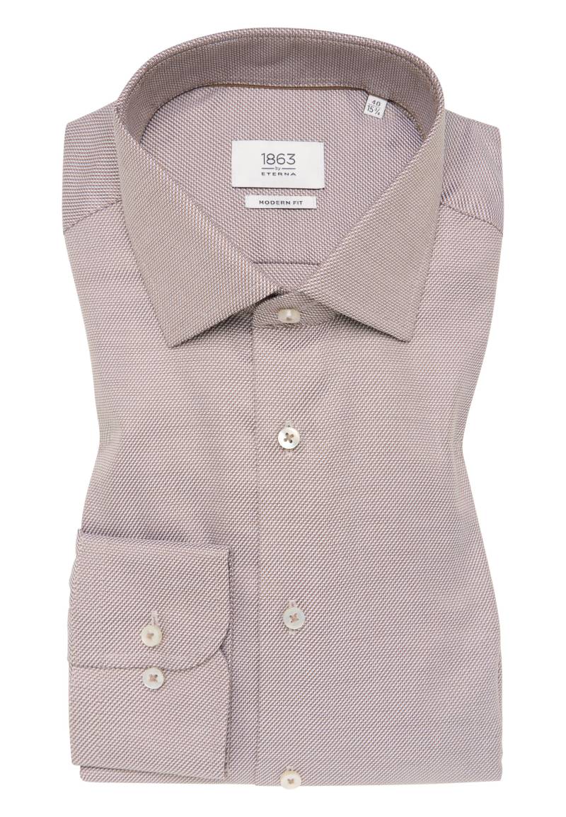 ETERNA - Hemd Twill Langarm dunkelbraun von ETERNA