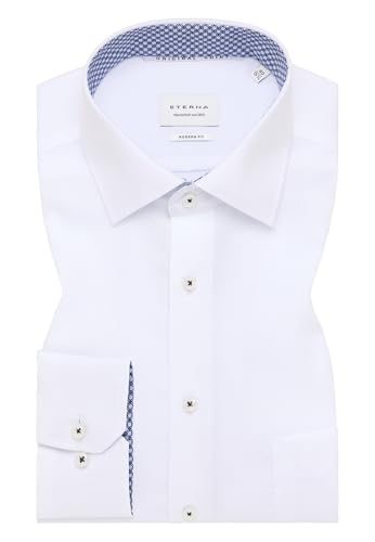 ETERNA Herren Business-Hemd Original Shirt | Weiß Patch | Modern Fit | Einfarbig | Langarm | Bügelfrei, Knitterfrei | 100% Baumwolle | Kent-Kragen Gr. 42 von ETERNA