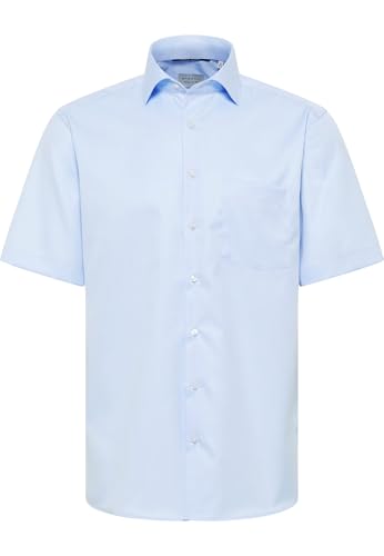ETERNA Herren Kurzarm Business-Hemd | Modern Fit | Hellblau | Cover Shirt Blickdicht | Bügelfrei, Knitterfrei | 100% Baumwolle | Halbarm | Kragenweite 46 von ETERNA