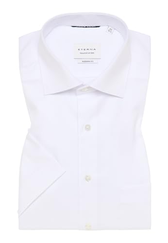ETERNA Herren Kurzarm Business-Hemd | Modern Fit | Weiß | Cover Blickdicht | Bügelfrei, Knitterfrei | 100% Baumwolle | Halbarm | Kragenweite 45 von ETERNA