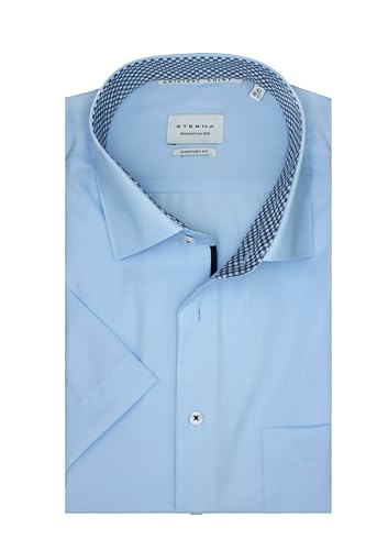 ETERNA Herren Kurzarm Hemd Comfort FIT | Hellblau | Patch | 100% Baumwolle | Kentkragen Gr. 45 von ETERNA