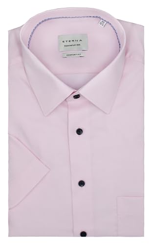 ETERNA Herren Kurzarm Hemd Comfort FIT | Rosa | Struktur | 100% Baumwolle | Kentkragen Gr. 48 von ETERNA