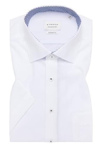 ETERNA Herren Kurzarm Hemd Comfort FIT | Weiß | Patch | 100% Baumwolle | Kentkragen Gr. 45 von ETERNA