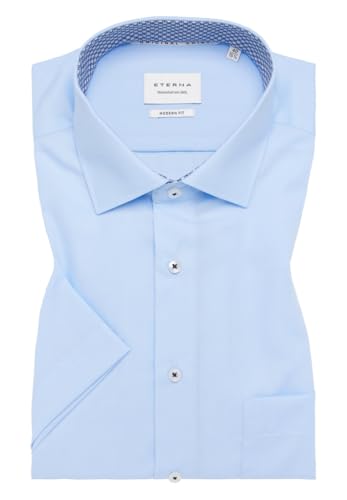 ETERNA Herren Kurzarm Hemd MODERN FIT | Hellblau | Patch | 100% Baumwolle | Kentkragen Gr. 45 von ETERNA