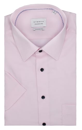 ETERNA Herren Kurzarm Hemd MODERN FIT | Struktur Rosa | 100% Baumwolle | Kentkragen Gr. 44 von ETERNA