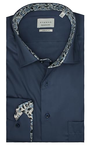 ETERNA Herren Langarm Hemd Comfort FIT | Dynamic Cotton™ | Blau | 100% Baumwolle | Kentkragen mit Ausputz Gr. 44 von ETERNA