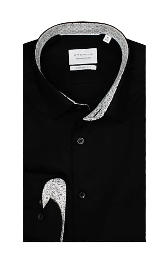 ETERNA Herren Langarm Hemd Comfort FIT | Dynamic Cotton™ | Bügelfrei I Schwarz | 100% Baumwolle | Kentkragen mit Ausputz Gr. 42 von ETERNA