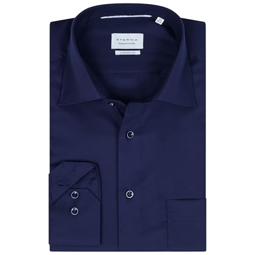 ETERNA Herren Langarm Hemd Comfort FIT | Dynamic Cotton™ | Dunkelblau | 100% Baumwolle | Kentkragen Gr. 45 von ETERNA