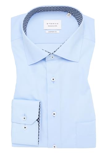 ETERNA Herren Langarm Hemd Comfort FIT | Hellblau mit Ausputz | Bügelfrei I 100% Baumwolle | Kentkragen Gr. 43 von ETERNA