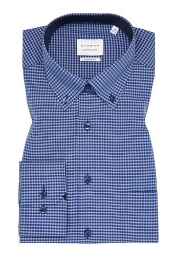 ETERNA Herren Langarm-Hemd | Comfort Fit | Blau kariert | Bügelfrei, Knitterfrei | 100% Baumwolle | Button-Down-Kragen Gr. 45 ETERNA Herren Langarm-Hemd | Comfort Fit | Blau kariert | Bügelfrei, Knitterfrei | 100% Baumwolle | Button-Down-Kragen Gr. 45 von ETERNA