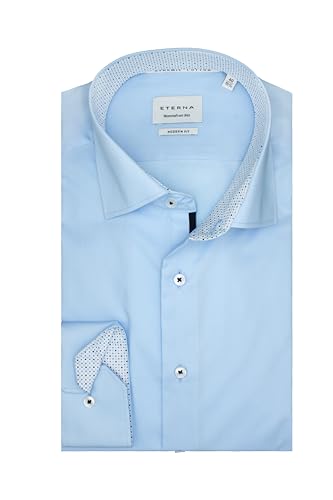 ETERNA Herren Langarm Hemd Modern Fit | Bügelfrei | Dynamic Cotton™ | Hellblau | 100% Baumwolle | Kentkragen mit Ausputz Gr. 46 von ETERNA