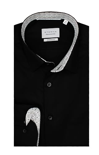 ETERNA Herren Langarm Hemd Modern Fit | Bügelfrei | Dynamic Cotton™ | Schwarz | 100% Baumwolle | Kentkragen mit Ausputz Gr. 41 von ETERNA