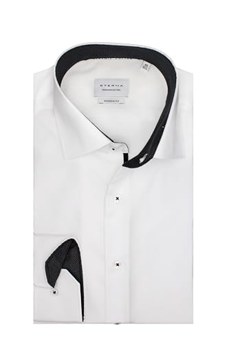 ETERNA Herren Langarm Hemd Modern Fit | Bügelfrei | Dynamic Cotton™ | Weiß | 100% Baumwolle | Kentkragen mit Ausputz Gr. 45 von ETERNA