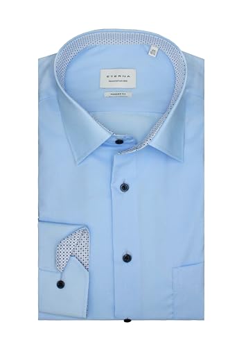 ETERNA Herren Langarm Hemd Modern Fit | Uni Hellblau | 100% Baumwolle Patch Kent-Kragen Gr. 41 von ETERNA