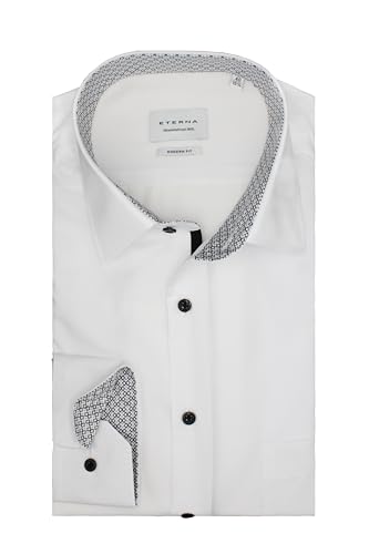 ETERNA Herren Langarm Hemd Modern Fit | Uni Weiß | 100% Baumwolle Patch Kent-Kragen Gr. 46 von ETERNA