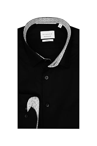 ETERNA Herren Langarm Hemd Slim Fit | Bügelfrei | Dynamic Cotton™ | Schwarz | 100% Baumwolle | Kentkragen mit Ausputz Gr. 40 von ETERNA