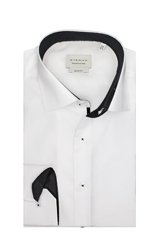 ETERNA Herren Langarm Hemd Slim Fit | Bügelfrei | Dynamic Cotton™ | Weiß | 100% Baumwolle | Kentkragen mit Ausputz Gr. 44 von ETERNA