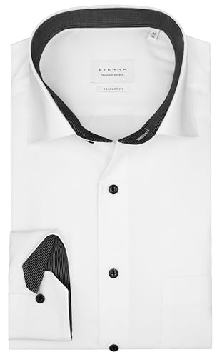 ETERNA Herren Langarm Hemd Weiß Comfort Fit | 100% Baumwolle Patch Kentkragen Gr. 49 von ETERNA
