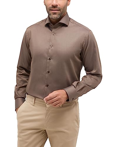 ETERNA Herren Struktur-Hemd MODERN FIT 1/1 Taupe 46_H_1/1 von ETERNA