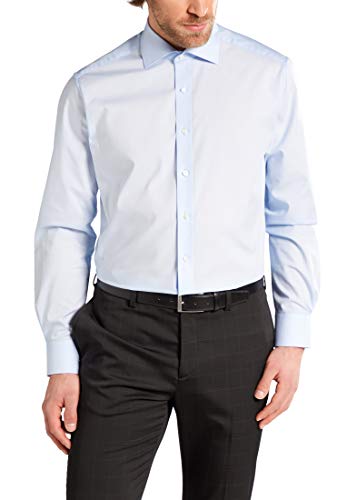 ETERNA Herrenhemd Langarm Baumwoll Business Freizeit MODERN FIT Popeline unifarben- Gr. 42, Hellblau von ETERNA