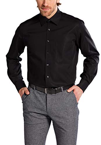 ETERNA Langarm Hemd COMFORT FIT Popeline unifarben- Gr. 48, schwarz von ETERNA