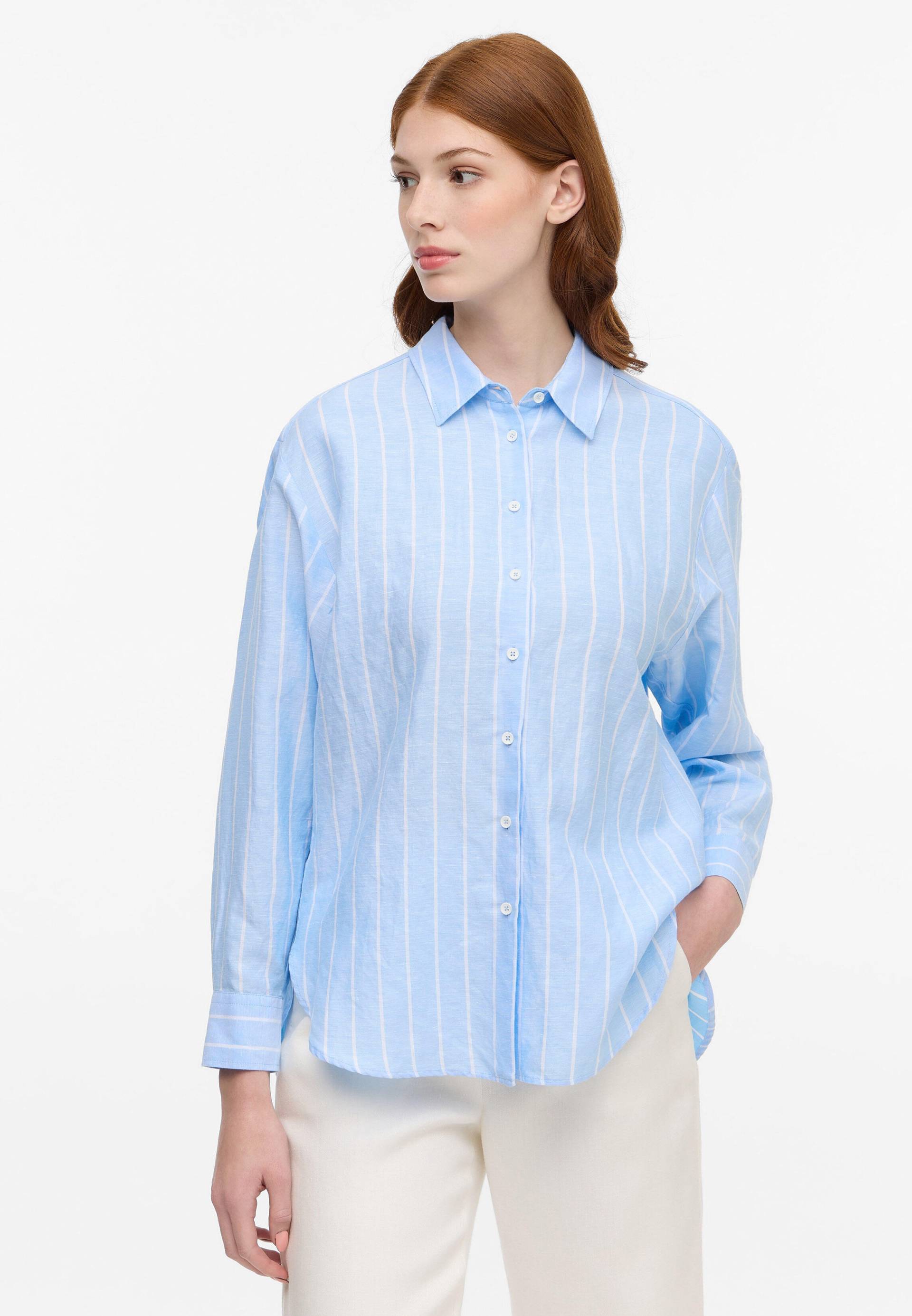 ETERNA - Linen Shirt Bluse Leinen Langarm hellblau von ETERNA
