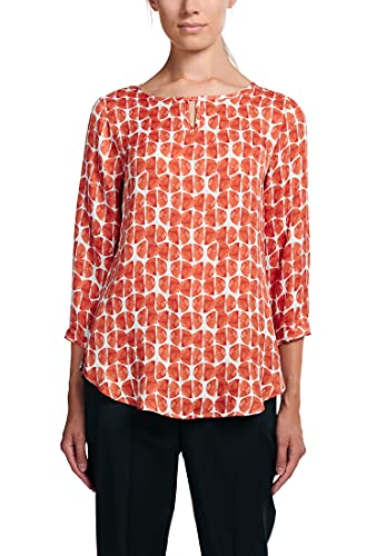 ETERNA Modern Fit Bluse 3/4 Arm Rundhals Reine Viskose Muster Terracotta Größe 42 von ETERNA