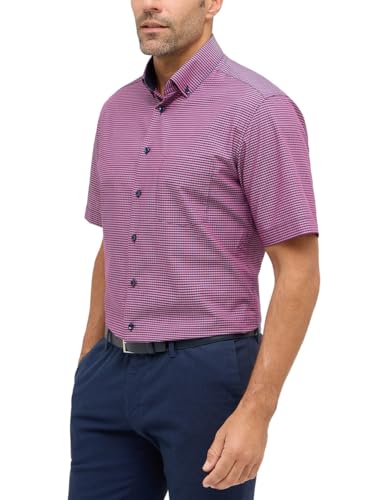 ETERNA Modern Fit Hemd Halbarm Button Down Kragen Karo rot Größe 43 von ETERNA