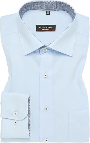 ETERNA Modern Fit Hemd Langarm 65cm Uni Hellblau Bügelfrei Größe 45 von ETERNA