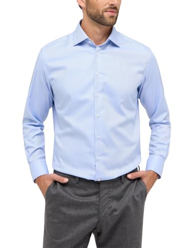 ETERNA Modern Fit Hemd Langarm New Kent Kragen Fischgrat hellblau Größe 43 von ETERNA
