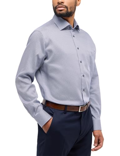 ETERNA Modern Fit Hemd Langarm New Kent Kragen Muster blau Größe 39 von ETERNA