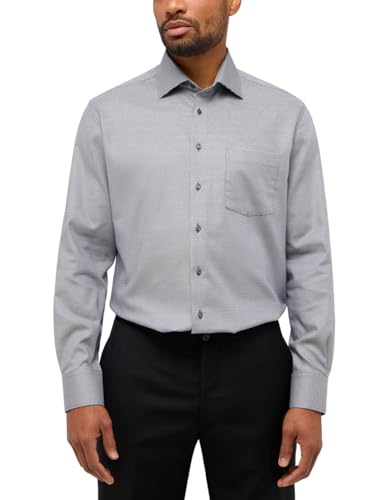 ETERNA Modern Fit Hemd Langarm New Kent Kragen Struktur grau Größe 43 von ETERNA